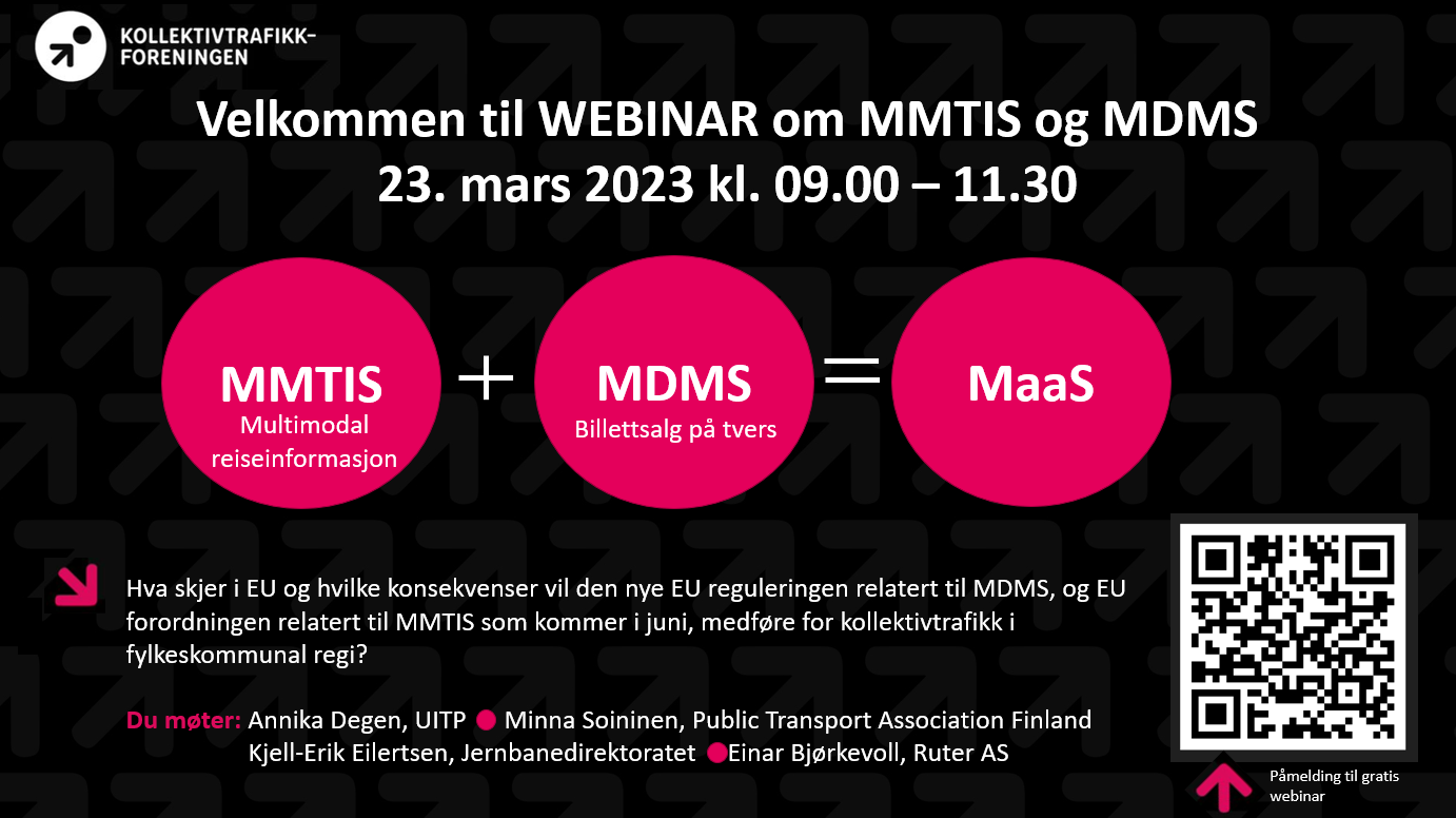 Webinar om siste nytt fra EU vedr. MMTIS og MDMS torsdag 23. mars kl. 09.00 – 11.30