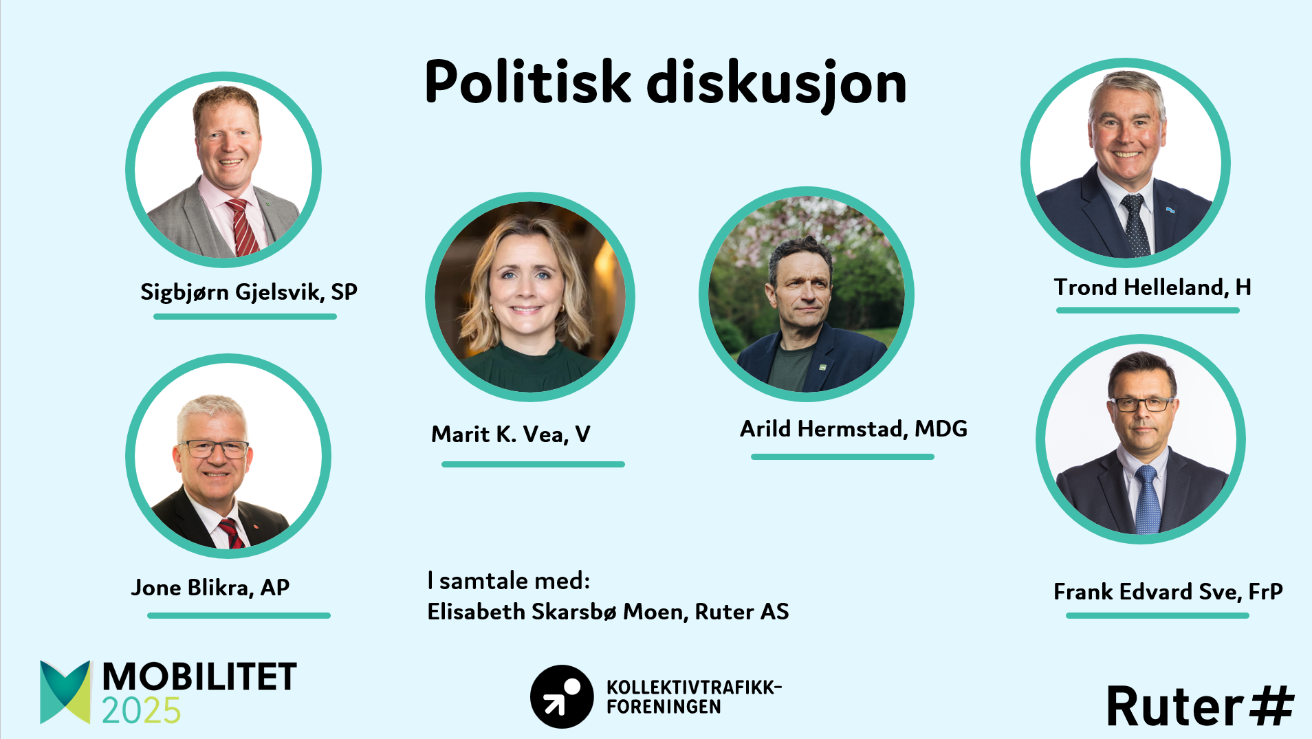 Politikerpanelet som deltar på sesjonen 