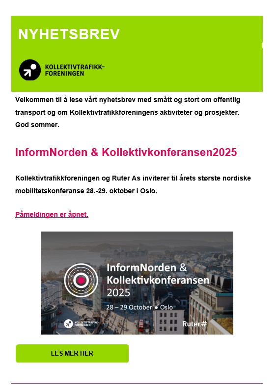 Kollektivtrafikkforeningens nyhetsbrev